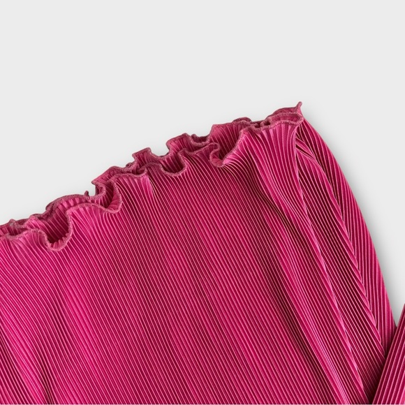 SLEEPER Origami Pleated Pull On Wide Leg Pants Size Large Pink Elastic Waistband - Picture 5 of 13